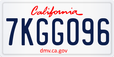 CA license plate 7KGG096
