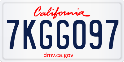 CA license plate 7KGG097