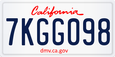 CA license plate 7KGG098