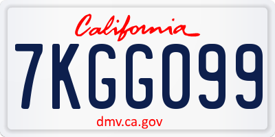 CA license plate 7KGG099