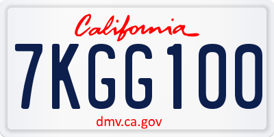 CA license plate 7KGG100