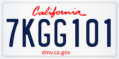 CA license plate 7KGG101