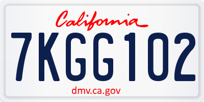 CA license plate 7KGG102