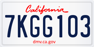 CA license plate 7KGG103