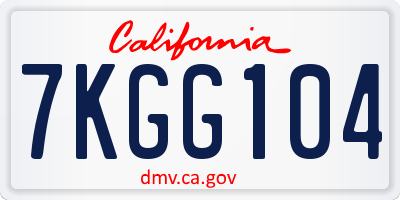 CA license plate 7KGG104