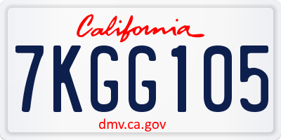 CA license plate 7KGG105