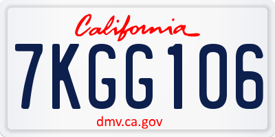 CA license plate 7KGG106