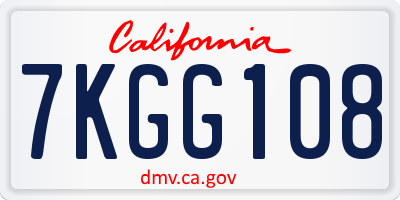 CA license plate 7KGG108