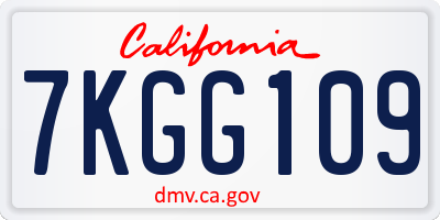 CA license plate 7KGG109