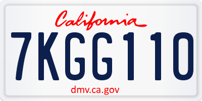 CA license plate 7KGG110