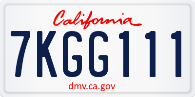 CA license plate 7KGG111