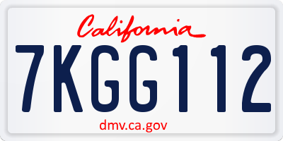 CA license plate 7KGG112