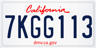 CA license plate 7KGG113