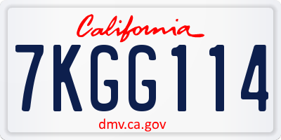 CA license plate 7KGG114