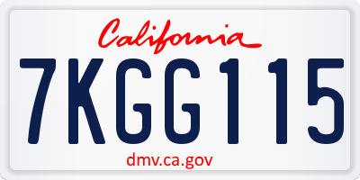 CA license plate 7KGG115