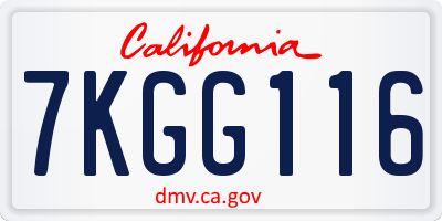CA license plate 7KGG116