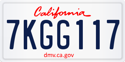 CA license plate 7KGG117