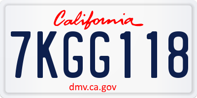 CA license plate 7KGG118