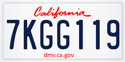 CA license plate 7KGG119