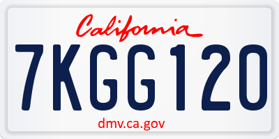 CA license plate 7KGG120
