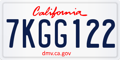 CA license plate 7KGG122