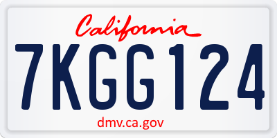 CA license plate 7KGG124