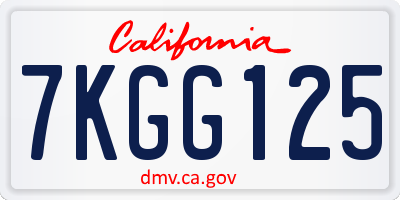 CA license plate 7KGG125