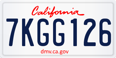 CA license plate 7KGG126