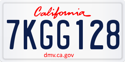 CA license plate 7KGG128