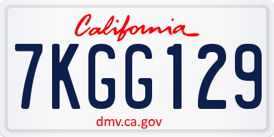 CA license plate 7KGG129