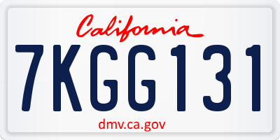 CA license plate 7KGG131