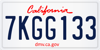 CA license plate 7KGG133