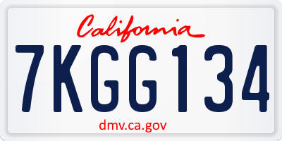 CA license plate 7KGG134