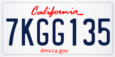CA license plate 7KGG135