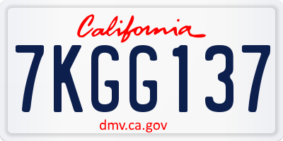 CA license plate 7KGG137