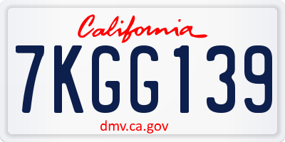 CA license plate 7KGG139
