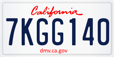 CA license plate 7KGG140