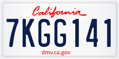 CA license plate 7KGG141