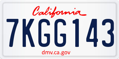 CA license plate 7KGG143