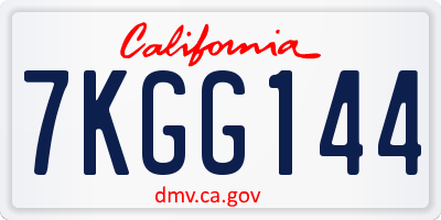 CA license plate 7KGG144