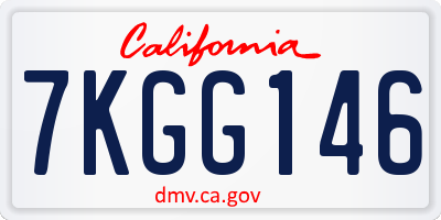 CA license plate 7KGG146