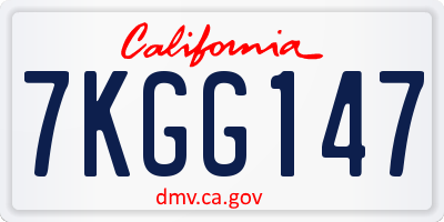 CA license plate 7KGG147