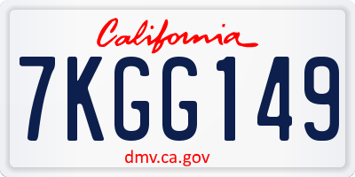 CA license plate 7KGG149