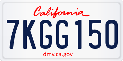 CA license plate 7KGG150