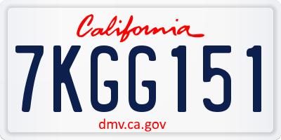 CA license plate 7KGG151