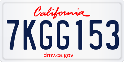 CA license plate 7KGG153