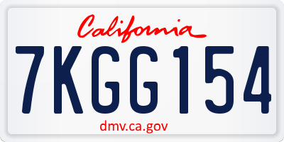 CA license plate 7KGG154