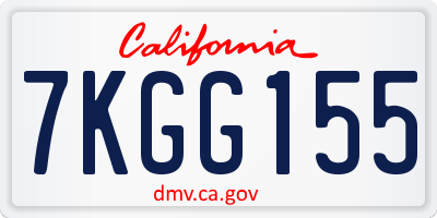 CA license plate 7KGG155