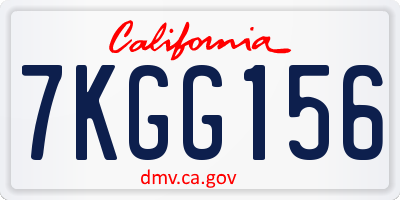 CA license plate 7KGG156