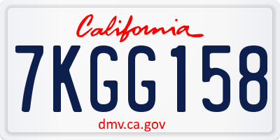 CA license plate 7KGG158